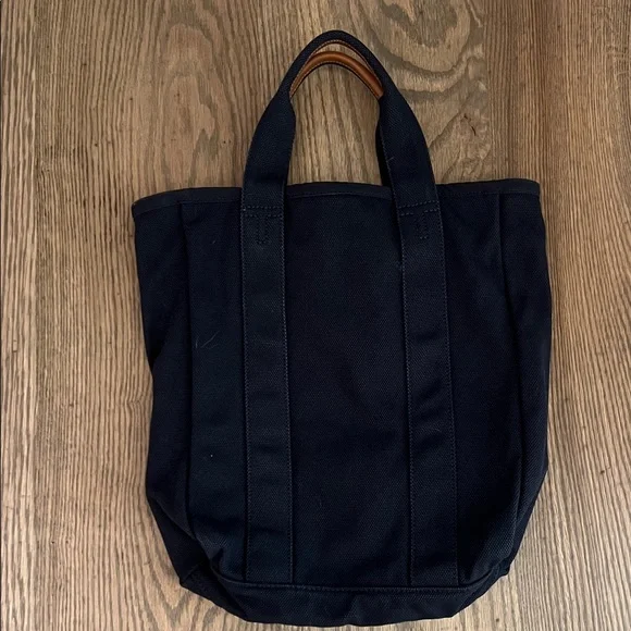 Tory Burch Navy Canvas Tote with White Logo - Picture 2 of 3